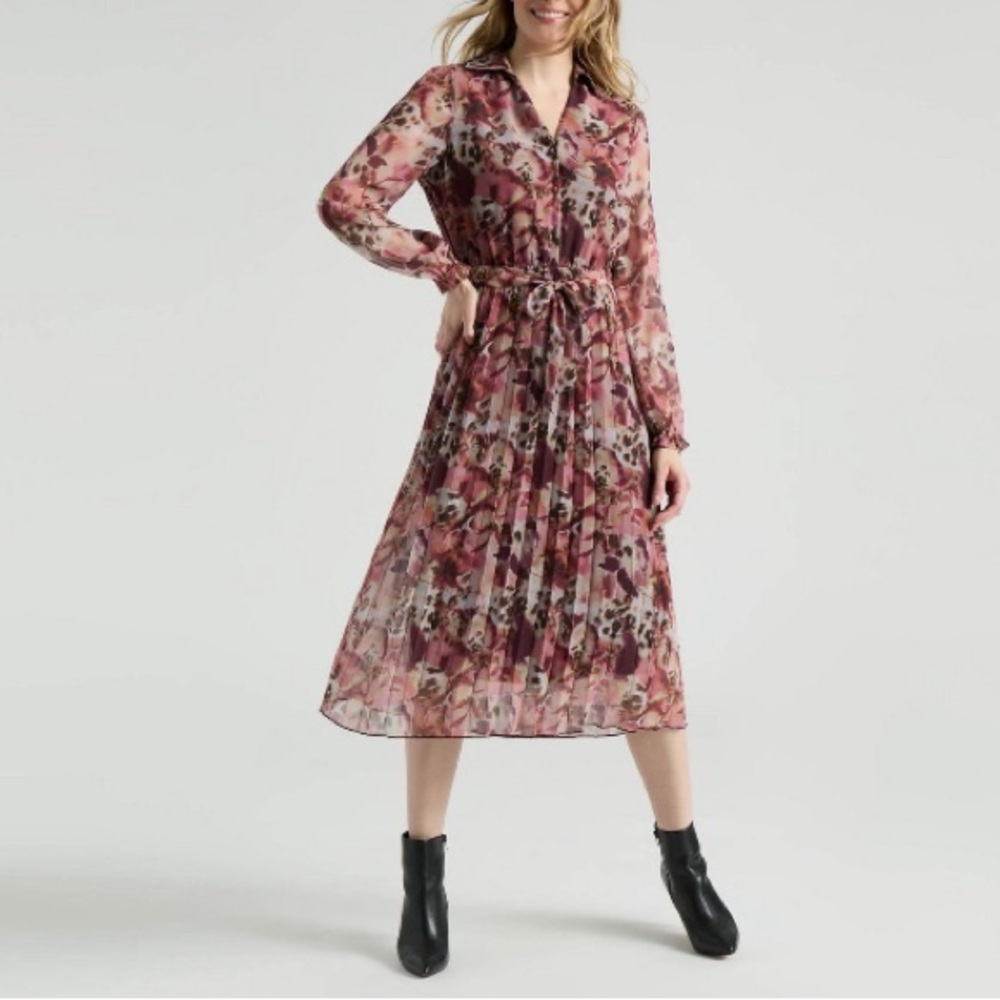 Mexx | NWOT Floral Long Sleeve Dress with Pleated Skirted